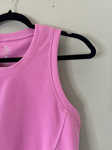 Move Theology Sleeveless Top Size M Pink Round Neckline Body Fit Cropped - Picture 4 of 14