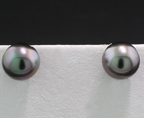 Pendientes Perlas Tahití 9,5mm Pavo Real 750 Oro Blanco Valor 1.000€ Nuevo - Imagen 1 de 3