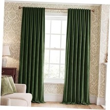 Blackout Velvet Curtains for Bedroom, Rod 52"W x 84"L Pack of 2 Olive Green