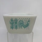 Vintage Pyrex 0502 1 1/2 Pt Amish Butterprint Refrigerator Dish Turquoise NO LID