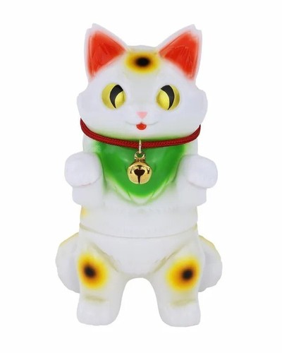 Figura KONATSUYA Sofubi Esponjosa Negra Beckoning Cat Maneki Neko Blanca NUEVA 2025 - Imagen 11 de 24