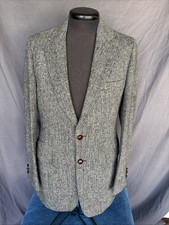 Vintage HARRIS TWEED Check Herringbone Scottish Wool Sport Coat Jacket 40 Nice 