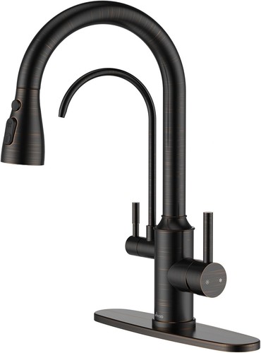 High Arch Gooseneck Kitchen Faucet with Pull-Down Sprayer, 3-Way Functionality - Picture 3 of 11