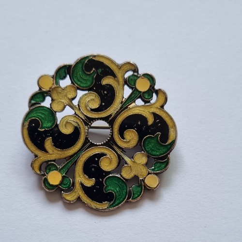 Vintage/Antique? White Metal Cloisonné Enamel Brooch Pin 6.8g 3cm Well Made Pin