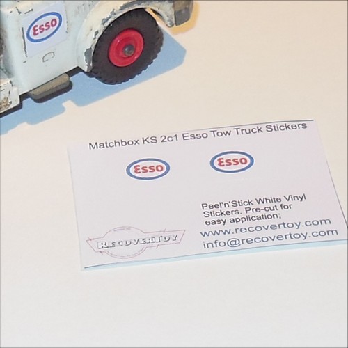 Matchbox Lesney King Size K  2c Scammell Wrecker Tow Truck Esso Sticker Set - Picture 1 of 4