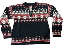 Hanna Andersson Kids 5 Nordic 1/4 Zip Sweater Fair Isle Black Red Cotton