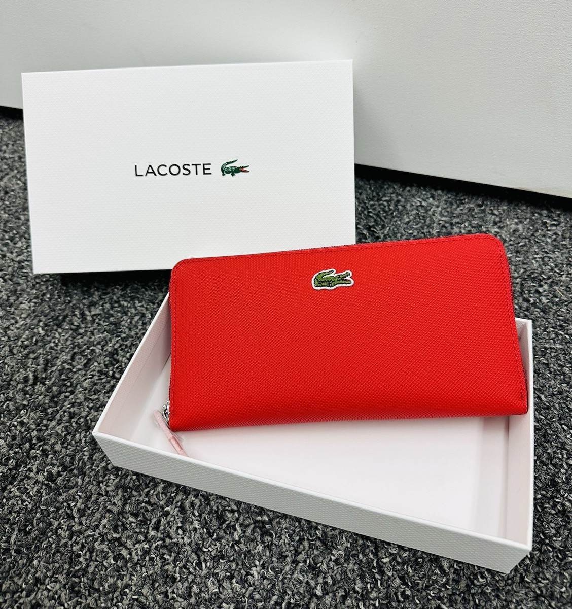 Lacoste Women's L.12.12 CONCEPT Zip Around Long Wallet - Red