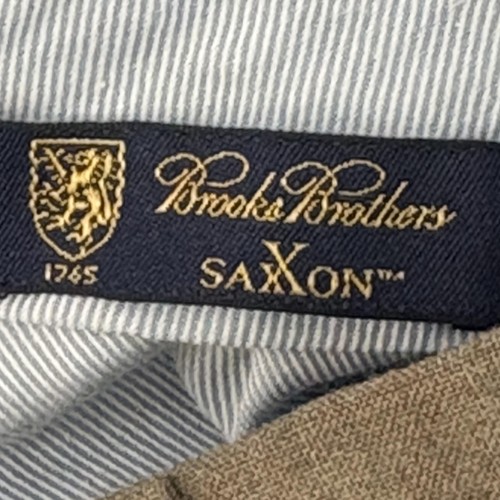 Pantalones de vestir de lana Brooks Brothers para hombre 35 x 32 marrón sajón frente plano hechos en EE. UU. - Imagen 9 de 15