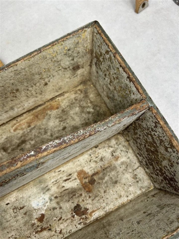  Bandeja de herramientas portaherramientas antiguo cubiertos de cocina 10,5 x 10,5 hecho a mano pintado 1800 Foto 3 de 4