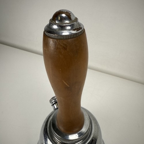 VINTAGE MCM Art Deco Bell Shaped Chrome Cocktail Shaker Wood Handle - Picture 4 of 21