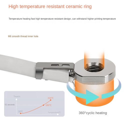 3X(For 0.1/0.2/2.4 V6 Hotend V6 Bimetal Throat Ceramic Heating Core5205 - Afbeelding 5 van 7