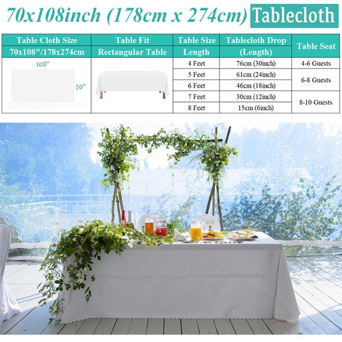 Large Fitted Rectangle Table Cloth Polyester Table Cover Wedding Party Dining - Picture 23 of 31