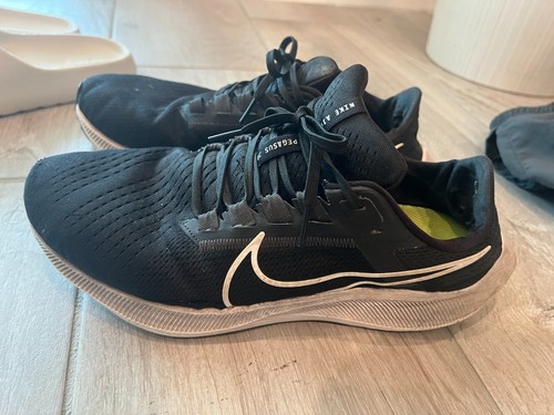 Nike Zoom Pegasus 38 Shoes Mens 11.5 Black White Road Running Extra Wide USED