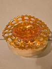 Vintage Fenton Marigold Carnival Glass Open Edge Basket Weave Bowl