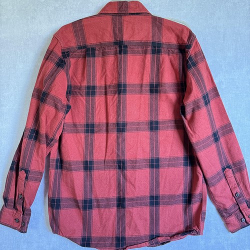 Camisa Carhartt Para Hombres Pequeña Roja a Cuadros Calce Suelto Franela Abotonada Ropa de Trabajo - Imagen 5 de 9