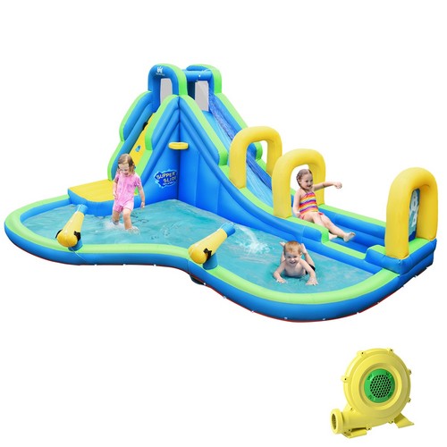 Inflatable Water Slide Kids Bounce House Castle Splash Water Pool W/ 750W Blower - Picture 1 of 12