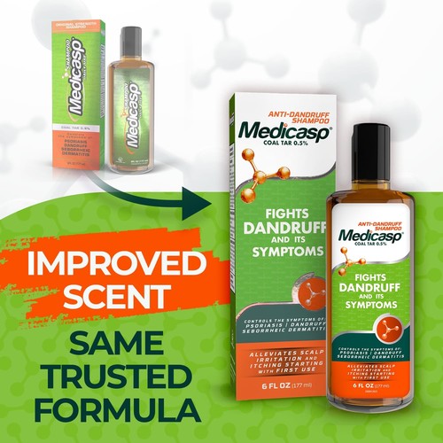 Champú anticaspa Medicasp 6 oz para hombres mujeres tratamiento de psoriasis alquitrán de hulla - Imagen 2 de 8