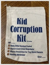 Kid Corruption Kit Tote Bag Babysitter Survival 2010s Canvas Gag Gift Mom Dad