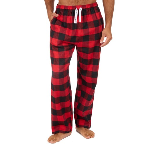 Mens Flannel Pyjama Bottoms Brushed Cotton Rich Check Lounge Pants - Picture 9 of 36