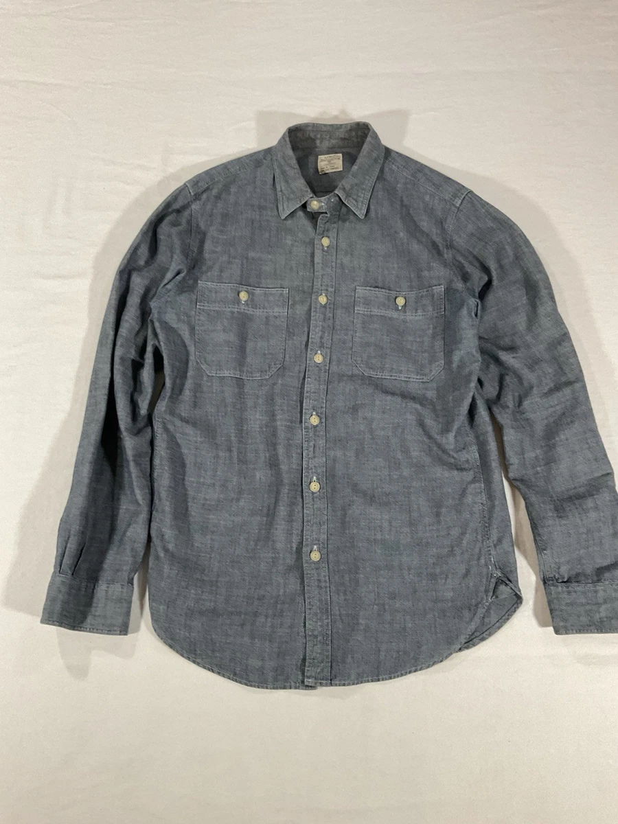 Denim Long Sleeve Regular Size S Casual Button-Down Shirts for Men