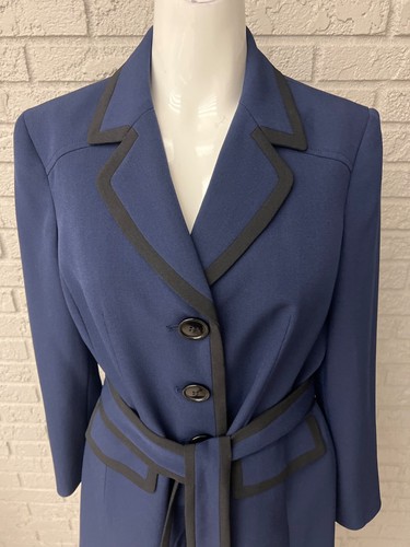Le Suit Damen Petite blau mit schwarzem Besatz Topper Jacke Größe 10P - Bild 7 von 15