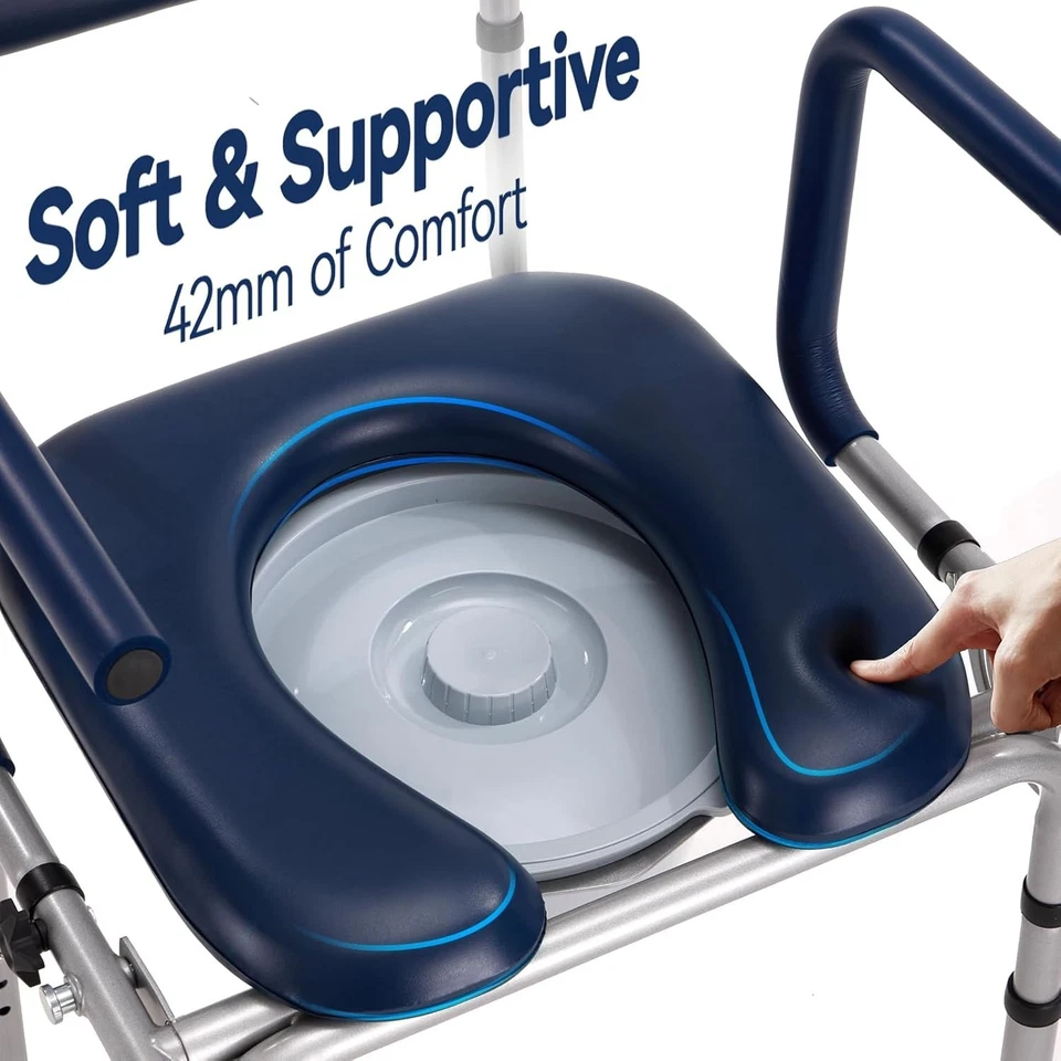 Holy Heal 3-in-1 Drop Arm Bedside Commode, Adjustable, 400 Lbs Cap, 6.3 Qt Bkt - Image 4 of 4