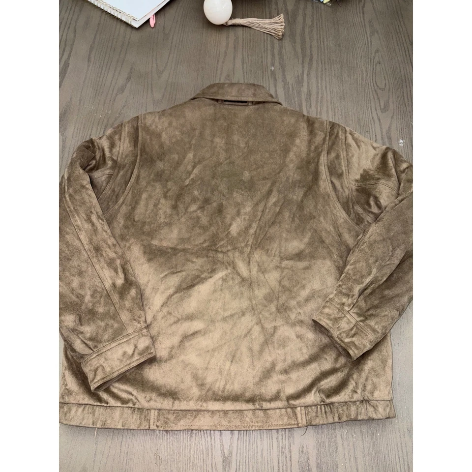 Chaqueta De Colección Claiborne Acabado Gamuza Imitación Gamuza Marrón Taupe Años 90 Estilo Y2K Para Hombres L Foto 3 de 4