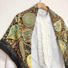 Hermes Silk Scarf 90 Scarf L'Arbre de Vie Carre Black W/Tags No Box Used.