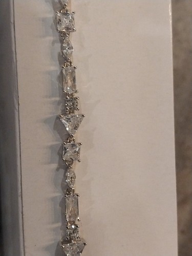 Lustro Stella Finest CZ Mixed Shapes Bracelet/Rhod/925 S.Silver,13.Cts, 8" - Picture 7 of 24