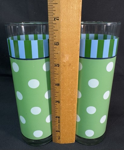 Gail Pittman Southern Living Green & White Polka Dot Provence 12oz Glass Tumbler - Picture 2 of 8
