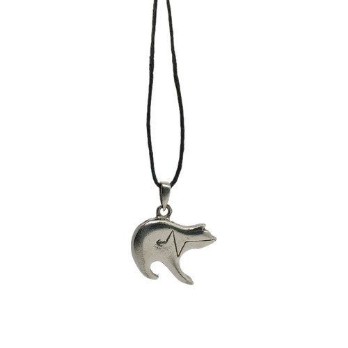 Zuni Bear Necklace Heartline Pendant Totem Pewter Native Indian Jewellery & Box - Picture 3 of 8
