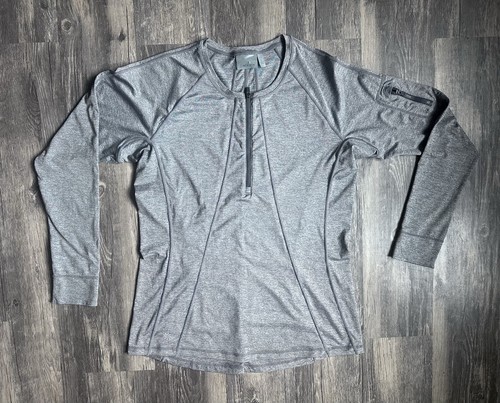 Athleta Long Sleeve Crew Quarter Zip Stretchy Athletic Top SZ L Gray | eBay