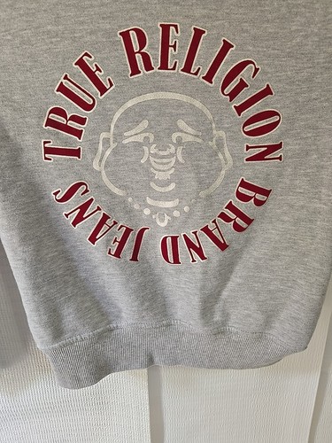 Felpa True Religion donna M grigia spalle scoperte logo pullover casual - Foto 10 di 15