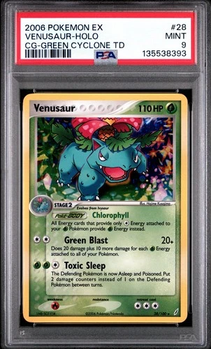 2006 POKEMON EX CRYSTAL GUARDIANS #28 VENUSAUR-HOLO CG-GREEN CYCLONE TD PSA 9!