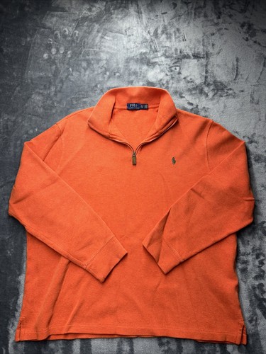 Polo Ralph Lauren Herren XL Orange 1/4 Zip Pullover Lesen - Bild 1 von 6