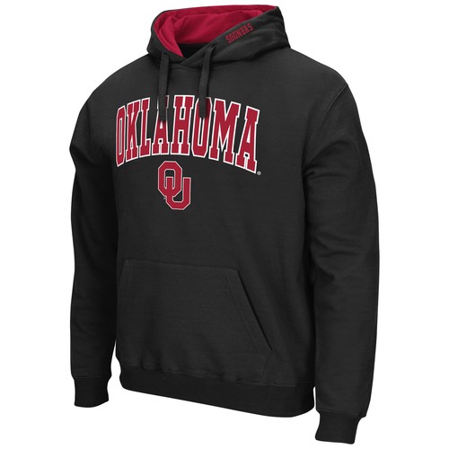 Men's Colosseum Black Oklahoma Sooners Arch & Logo 3.0 Pullover Hoodie - Imagen 2 de 3