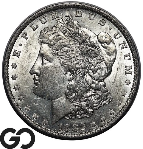 1882-O/S Morgan Silver Dollar Coin, Tough BU++ Tougher Date