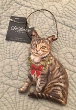 The Christmas Shoppe Cat Tabby Tortie kitten  Christmas hanging ornament NWT