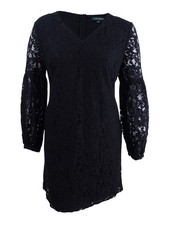 Lauren by Ralph Lauren Women's Floral Lace Sleeve Dress (6, Black) 789022433767