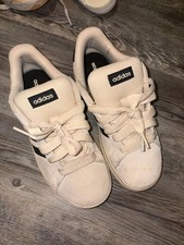 adidas Grand Court 00s K Unisex Kids Suede Sneakers Beige Black 6.5 US