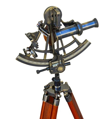 Antique Vintage 8" Brass Nautical Astrolabe Sextant with Rosewood tripod - Picture 3 of 5