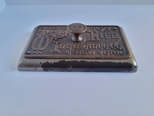 Antik 1800er Washington Life Insurance Co New York Bronze Gesicht Briefbeschwerer Siegel - Bild 5 von 14