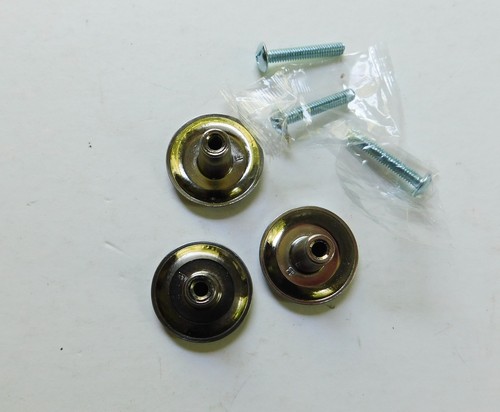 3 Bright Chrome Silver Notched Round Drawer Knobs Pulls 1"  Lot - Picture 3 of 3
