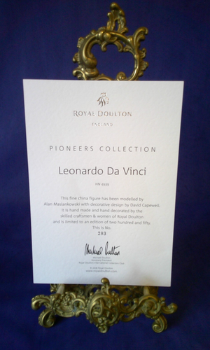 Royal Doulton Ltd Ed Figure Leonardo Da Vinci HN4939 Pioneers Collection - Picture 9 of 10