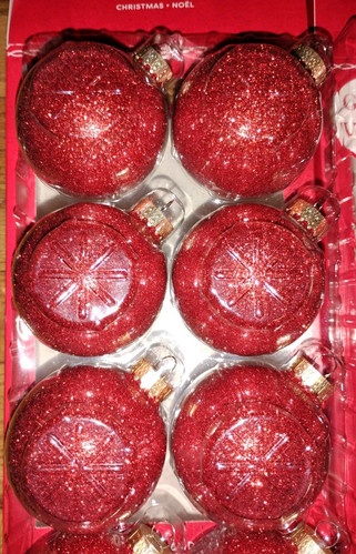 Neu! 3 Schachteln Ashland Glas Weihnachtsschmuck 8 Kugeln pro Box. Rot Glitzer - Bild 12 von 18
