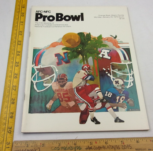 Ken Stabler James Harris Bob Griese Larry Csonka 1975 Pro Bowl Programm mit Poster