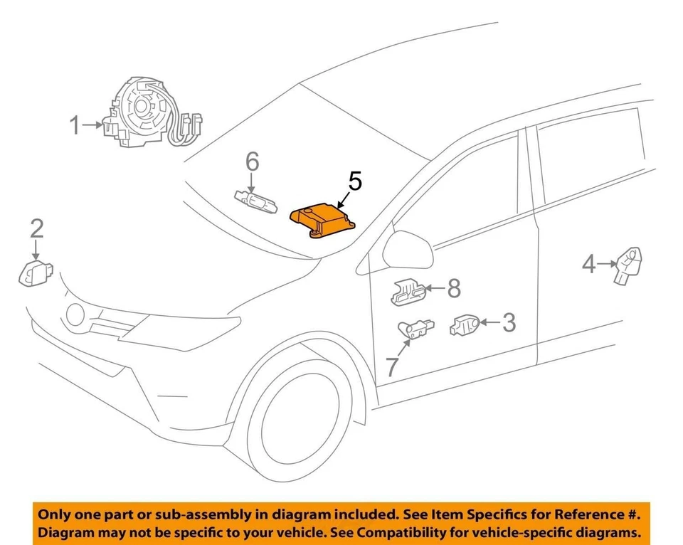 Toyota Rav4 2016 201 2018 airbag airbag unidad de módulo de control OEM Foto 4 de 4