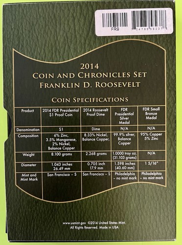 2014 US Mint Franklin Roosevelt Coin & Chronicles Set-OGP w/ COA - Picture 11 of 11