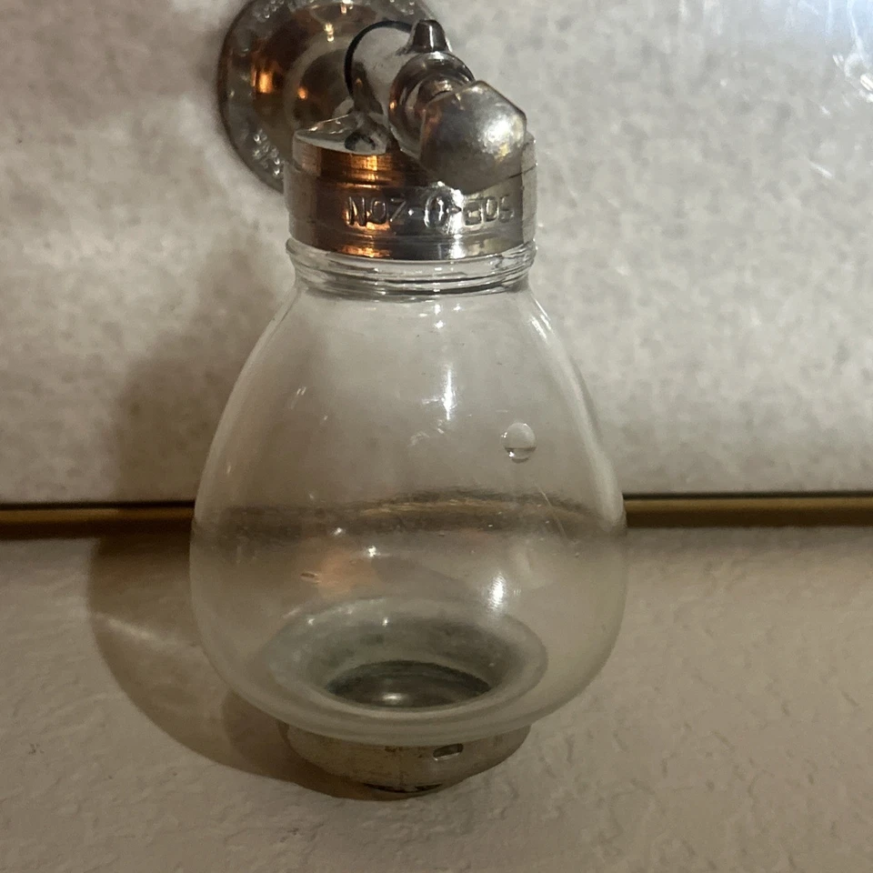 Antique Sop-O-Zon Brass Glass Globe Wall Mounted Soap Dispenser - Image 4 of 4