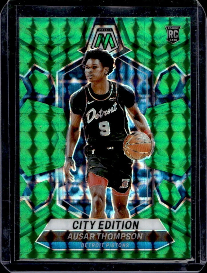 2023-24 Panini Mosaic Ausar Thompson RC Green Mosaic Prizm RC City Edition #290